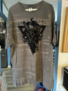 Affliction Men's Gray Tie-Dye Skull & Snake Graphic Tee